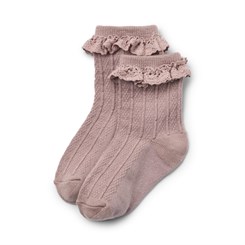 Wheat Wool Lace Socks Nora - Dry Rose